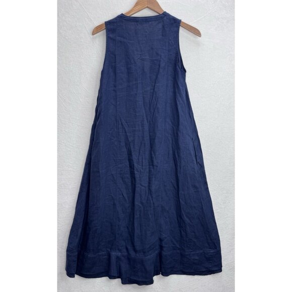 ROSSO35 Women's Navy Blue Linen A Line Dress Size 40 EU Small US - Picture 4 of 15